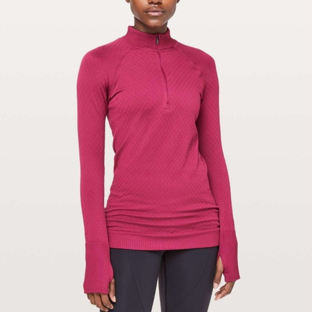 LULULEMON Star Ruby Restless 1/2 Zip‎ Long Sleeve Active Pullover Run Top Size 6